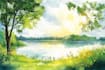 illustrate a watercolor landscape illustration