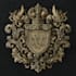 heraldic, modern luxury logo with hand drawing