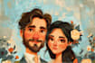 design romantic cartoon couple illustration