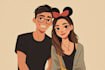 create a custom disney style couple illustration