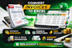 convert invoice PDF to excel