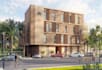 repurpose residential building,apartment complex rendering,modern facade remodel