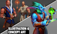 draw dnd character art and fantasy concept illustrations