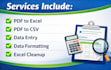 convert PDF to excel or CSV with accurate formatting