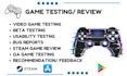 test new game tester beta testing video pc game user testing, steam app reviews