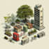 create a modern isometric objects and environment art