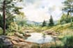 draw a watercolor landscape illustration