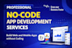 bubble io mvp, adalo mobile app and custom no code web app adalo no code