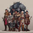 do group party character art, dnd party