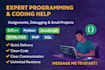 do coding assignments in c python javascript sql