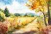 draw a watercolor landscape illustration