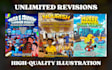 design custom cartoon poster and animated flyer
