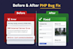 fix PHP website bugs and mysql errors fast