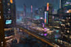 make a cyberpunk sci fi futuristic city no ai use