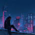 make a cyberpunk futuristic city and background