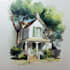 paint watercolor house portrait