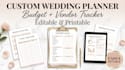 design custom wedding planner, budget tracker organizer printable,vendor tracker
