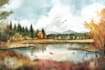 draw a watercolor landscape illustration