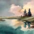 do handrawn watercolor landscape on paper