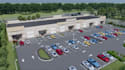 be3d industrial space render,warehouse retail,exterior parking space,walkthrough