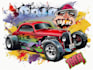 create illustration cartoon car rat fink style