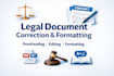professional legal document editing, proofreading