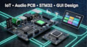 do embedded system for iot audio pcb, stm32 gui, ble and power systems pa