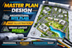 create master plan design architectural site plan and map illustration