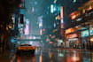 design cyberpunk sci fi futuristic city no ai use
