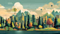 create a landscape and urban vector art illustration