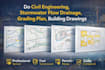 do civil engineering, storm water flow drainage, grading plan, building drawings