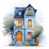 draw house illustration watercolor style