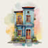 make a watercolor house illustration