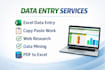 do accurate data entry, copy paste, and excel data typing
