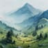 draw a watercolor landscape illustration