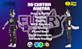 create custom vrchat furry avatar, fursona 3d model, vrc avatar