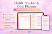 design habit tracker hyperlinked digital planner task tracker editable journal