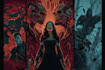 draw a detailed dark art rock gothic illustration