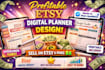 design a profitable etsy digital planner, hyperlinked planner for etsy