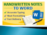 convert handwritten notes into ms word and create  powerpoint presentations