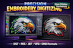 do embroidery digitizing and logo punching in dst, pes, jef, vp3, emb