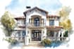 create a watercolor house portrait or buildings