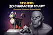 sculpt stylized 3d character for 3d printing