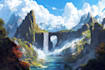draw landscape illustration and background concept art, nft