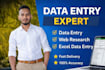 do data entry, typing work, excel data entry, web research and copy paste
