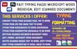 fast typing services, edit modify redesign retype scanned documents ms word
