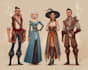 draw dnd character and dnd party illustration