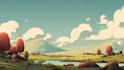 draw a flat vector landscape portrait illustration