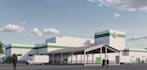 construct 3d site plan,industrial warehouse render,exterior parking space layout