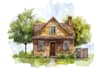 draw house illustration watercolor style